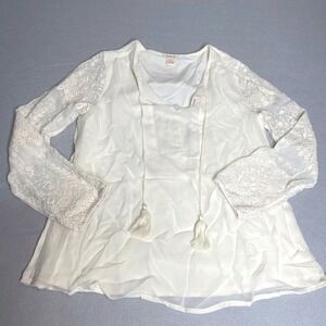 Sundance Cream Boho Peasant Long Sleeve Blouse Medium